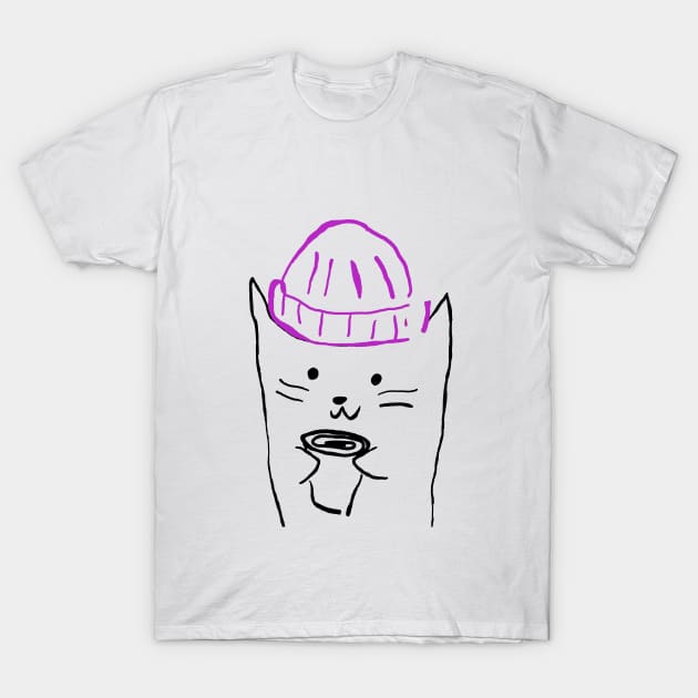 Cat In The Purple Hat T-Shirt by rail_rz